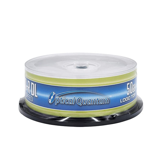 Optical Quantum OQBDRDL06LT-25 Disco BLU-Ray Grabable (BD-R) de Doble Capa, Superficie Imprimible, 6X, 50 GB, Torre de 25 Unidades