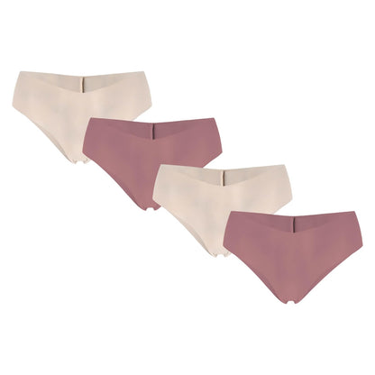 Hanes Ropa Interior Invisible Mujer Paquete de 4 - 7 - Corte Cachetero - Beige - Rosado