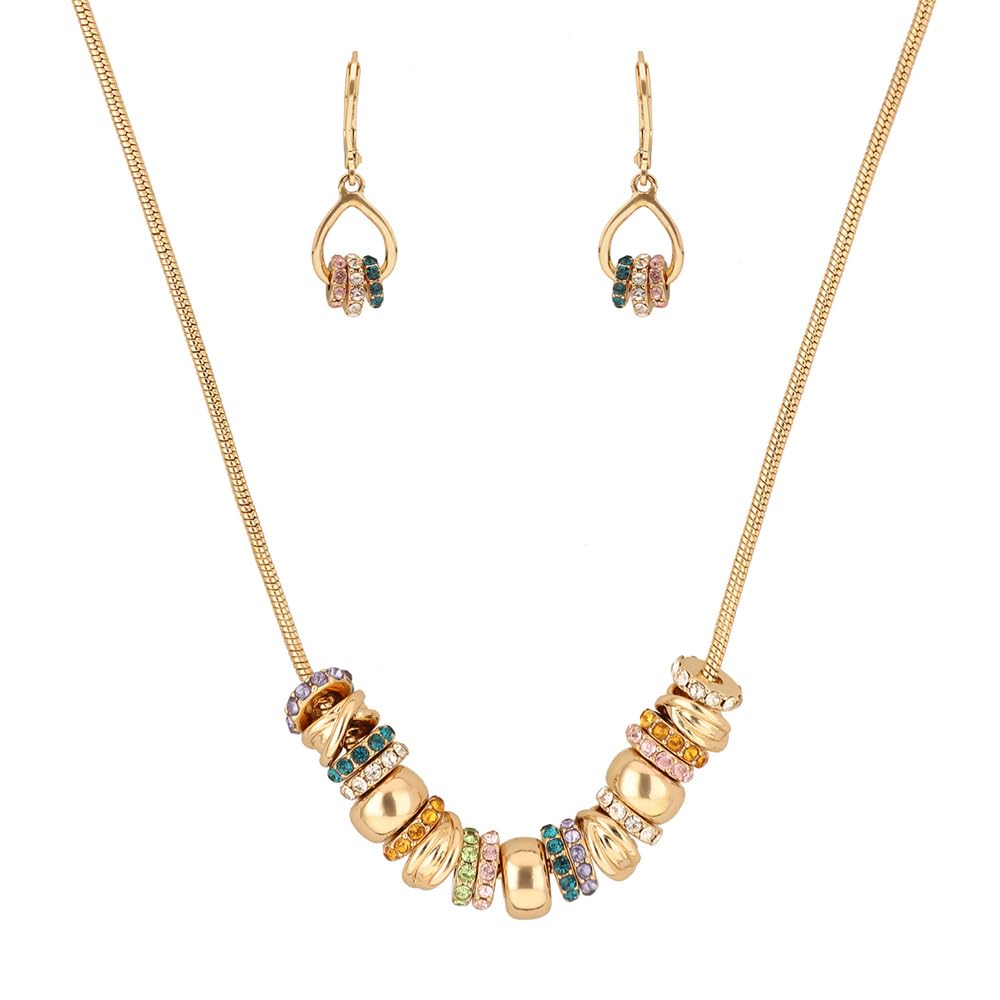 Anne Klein Box Set Collar Y Aretes Dorado Circular Para Mujer