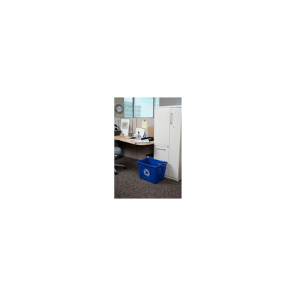 Rubbermaid Commercial Products – Caja de Reciclaje Apilable con Asas Integradas para Fácil Transporte, Bote Resistente para Interiores y Exteriores, Capacidad de 53 L, Azul FG571473BLUE