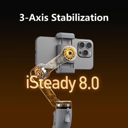 Hohem iSteady X3 Gimbal Stabilizer for Smartphone,3 Axis Phone Gimbal with Magnetic Fill Light, Desmontable Remote Control, Incorporado Extensible Rod&Tripod for Travel/Vlog/TikTok-Grey