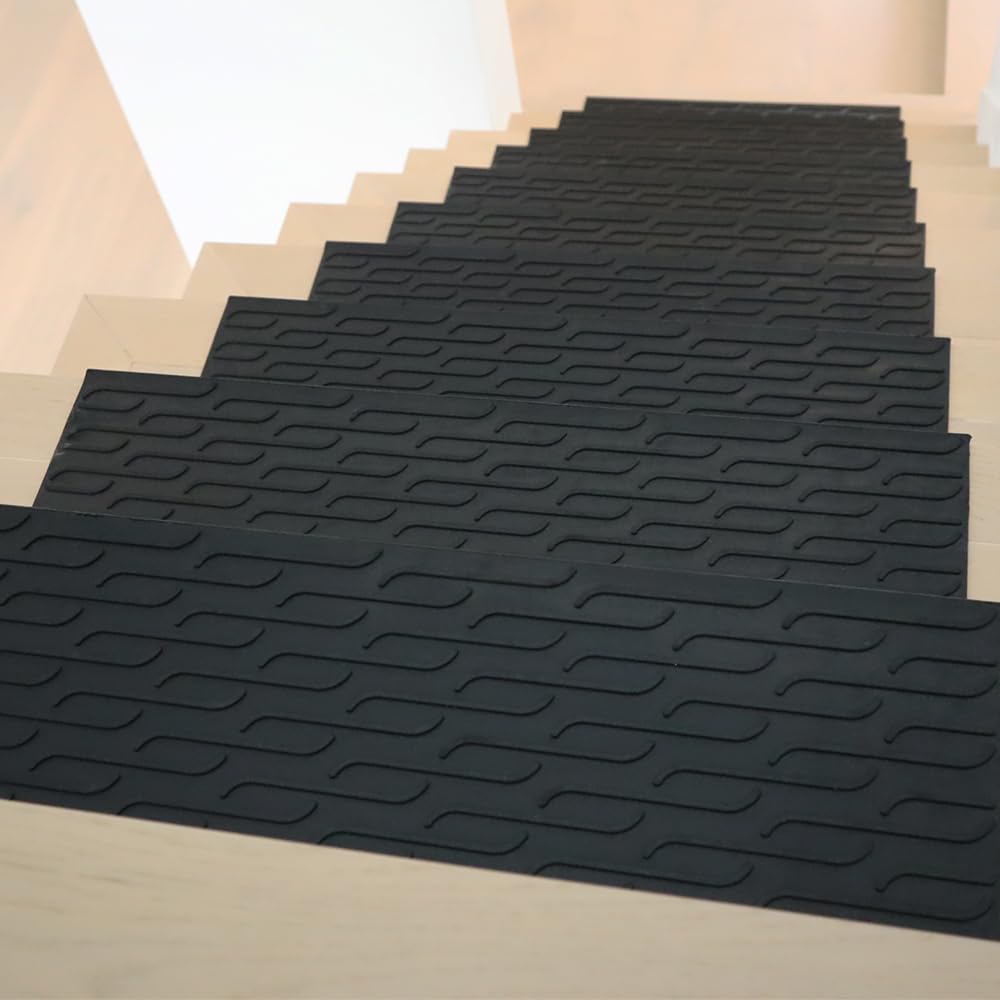 Rubber-Cal "Chelsea" Alfombrillas de goma para escaleras – 9.75 x 29.15 pulgadas, paquete de 6