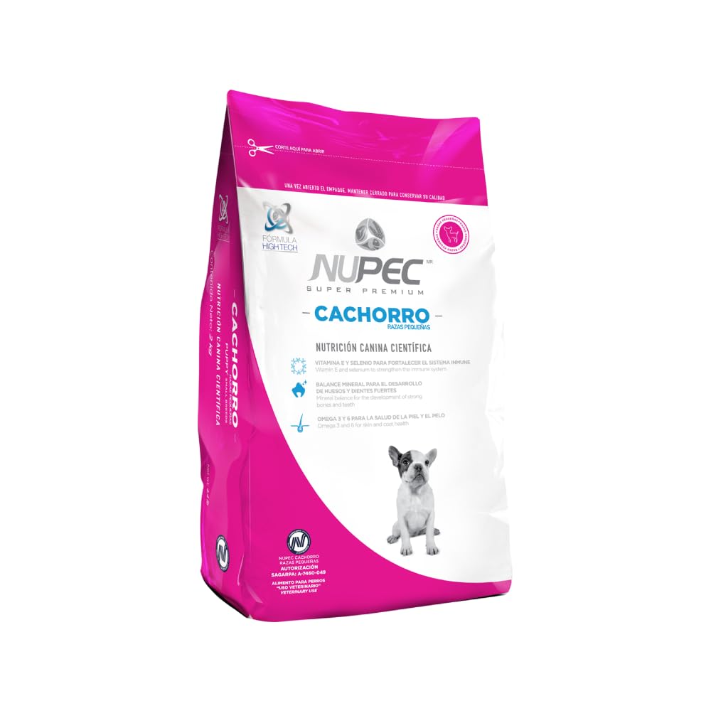 Nupec croquetas para Perros, Cachorros Razas pequeñas, con Vitamina E y Selenio, presentación de 2 kg.
