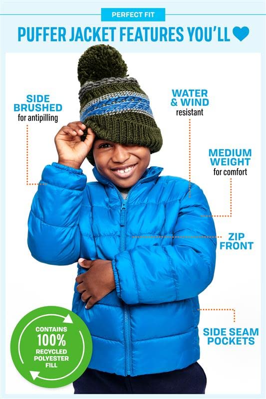 The Children's Place And Toddler Medium Weight Puffer Jacket, Wind-resistant, Water-resistant Chaqueta bebés niños
