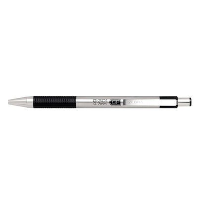 Zebra Pen F-301 - Bolígrafo retráctil, barril de acero inoxidable, punta fina, 0,7 mm, 4 negros, 2 azules y 3 recambios adicionales, 6 unidades