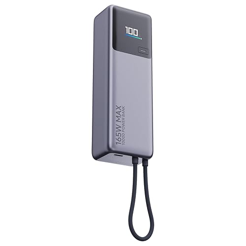 XIAOMI PowerBank 10000mAh 165W, Carga rápida, Gris | USB-C Integrado + USB-C, Cargador Portátil, Pantalla Inteligente TFT, 9Capas de Seguridad, Control de temperatura inteligente