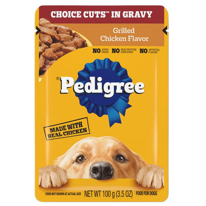 Pedigree Choice Cuts Sobres para Perro Adulto Sabores: Filet Mignon, Beef, Noodles & Vegetables, Hickory Smoked Chicken 54 Piezas 100g c/u