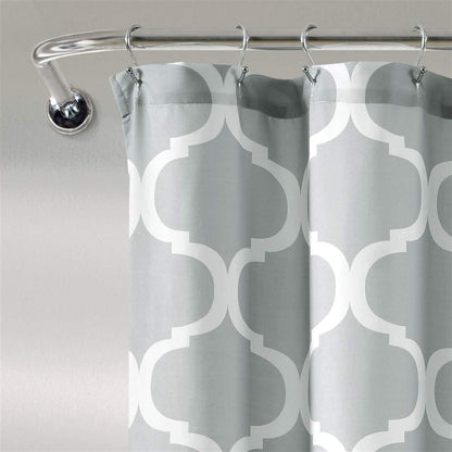 Lush Decor - Cortina de Ducha de baño Lavable y Duradera, 72 x 72 Pulgadas con Estampado de Enrejado en Tela Suave, Gris Claro