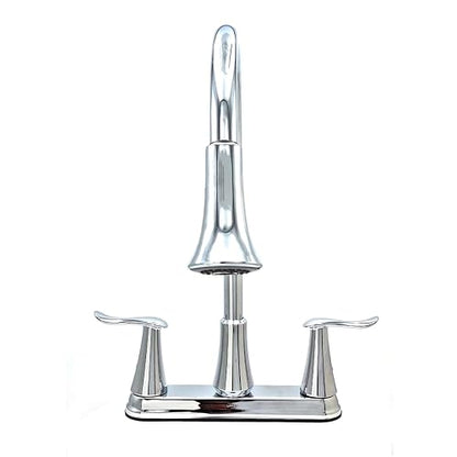URREA Mezcladora de Acero Inoxidable de 8" para Cocina con Nariz Retráctil, Acabado Cromo, Ecológico, 9337