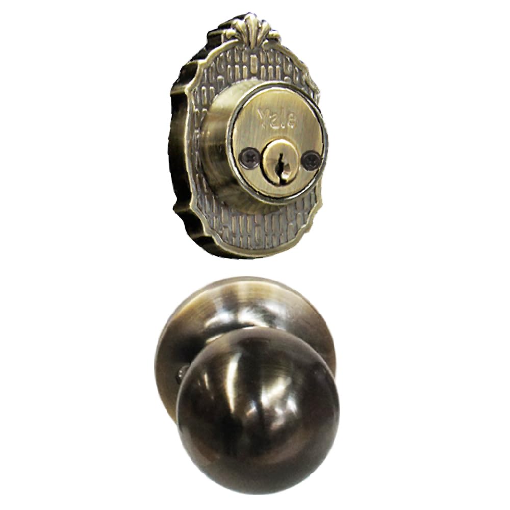 Yale MX80884 gatillo verona llave por dentro y por fuera, laton antiguo para puerta de entrada