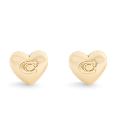 COACH Joyería Pendientes de tuerca con firma en forma de corazón para mujer