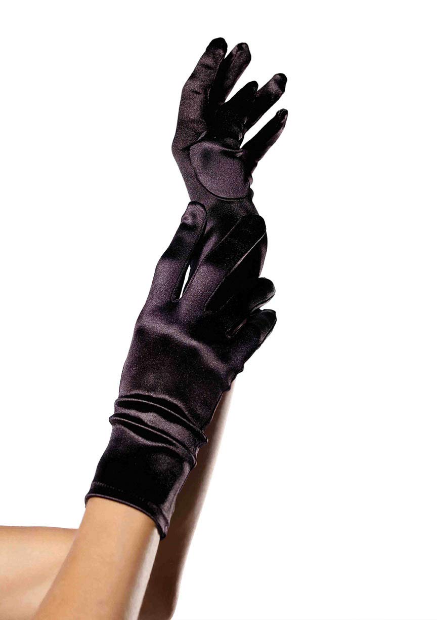 Leg Avenue Guantes de satén - Talla Única - Negro -