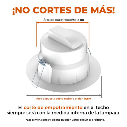 Tecnolite - Lámpara Empotrable de Techo Downlight LED 10 W, Luz Cálida Brillante, No atenuable, Multivoltaje