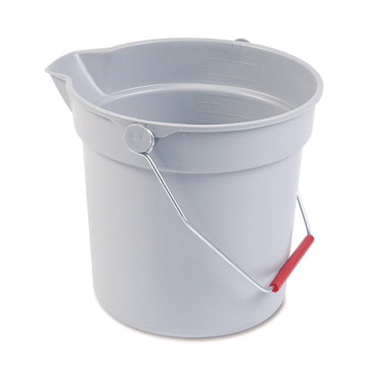 Rubbermaid Commercial FG296300GRAY Brute HDPE Heavy-Duty Bucket, 10-quart, Gray