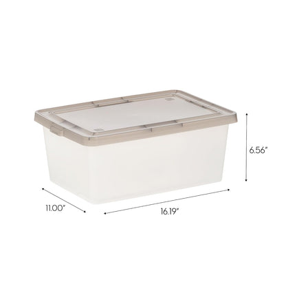 IRIS USA Caja Clara/Gris, Plástico con Tapa, Paquete de 6, para Zapatos, Estantes, Maestros, Juegos, Clara/Gris