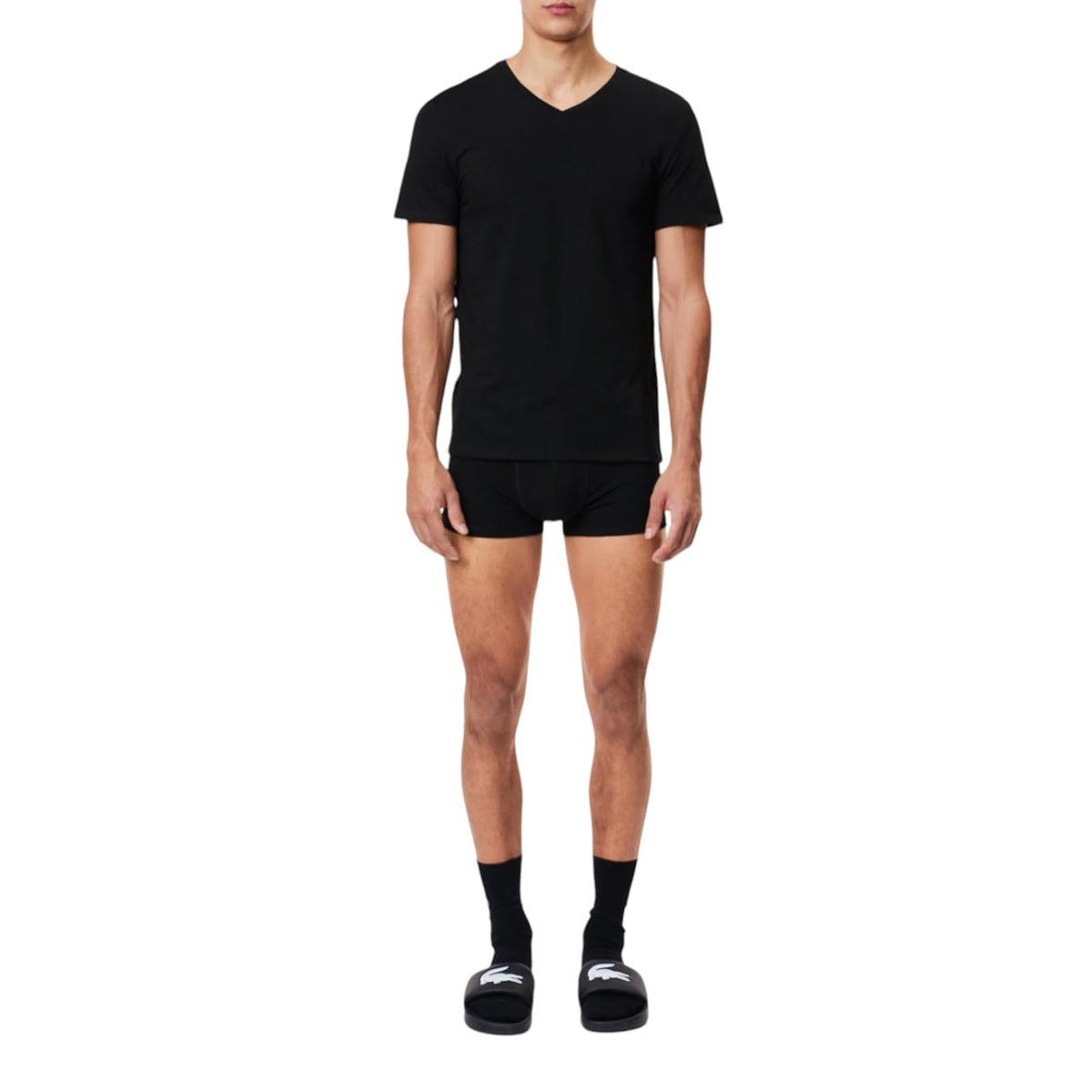 Lacoste Essentials, Camisetas de cuello en V para hombre (3 unidades, 100% algodón, ajustada)