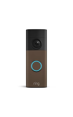Videotimbre inalámbrico Ring (ultimo modelo): Retinal 2K con video de gran angular, zoom mejorado hasta 6x, comunicación bidireccional y batería integrada (café moteado)