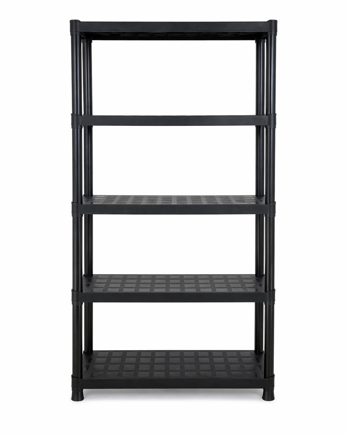 Italhome Rack De Plástico Mediano De 5 Niveles Color Negro, Estante Organizador Resistente Multiusos Soporta 125 Kg