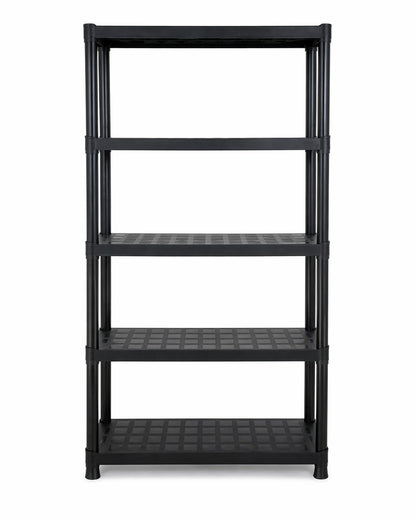 Italhome Rack De Plástico Mediano De 5 Niveles Color Negro, Estante Organizador Resistente Multiusos Soporta 125 Kg