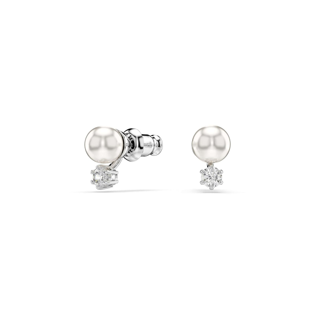 Swarovski Aretes de botón Matrix, Crystal Pearl, Talla redonda, Blancos, Baño de rodio