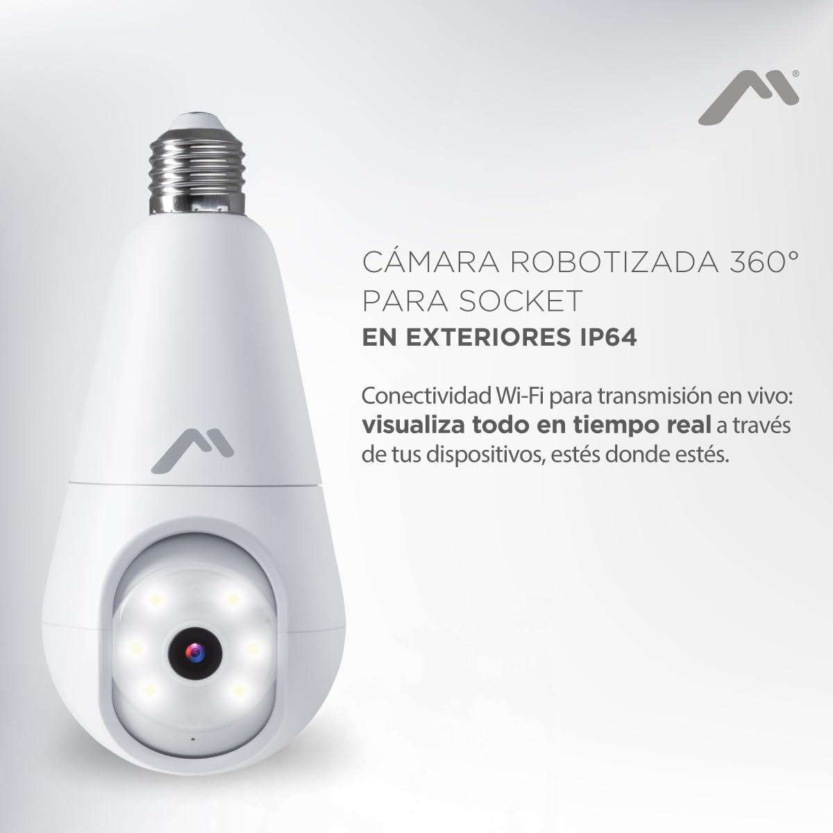 Mitzu Cámara WiFi Robotizada MSC-2012 para Socket | Visualiza con Smartphone, 360 grados