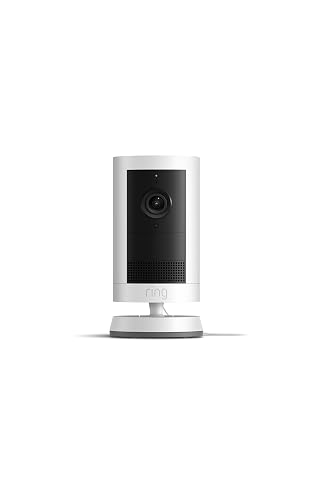 Cámara para exteriores inalámbrica Ring Plus: Video 2K gran angular con Ring Vision, visión nocturna a todo color con poca luz, versatilidad para montar en cualquier lugar. Blanca