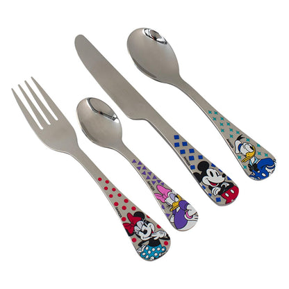 Ambient 21 1747-22 Juegos de Cubiertos Infantiles de Acero Inoxidable para Niños, 4 piezas, Set Cubiertos Diseño Mickey & Friends, Colección Disney Clásicos con Caja de Regalo