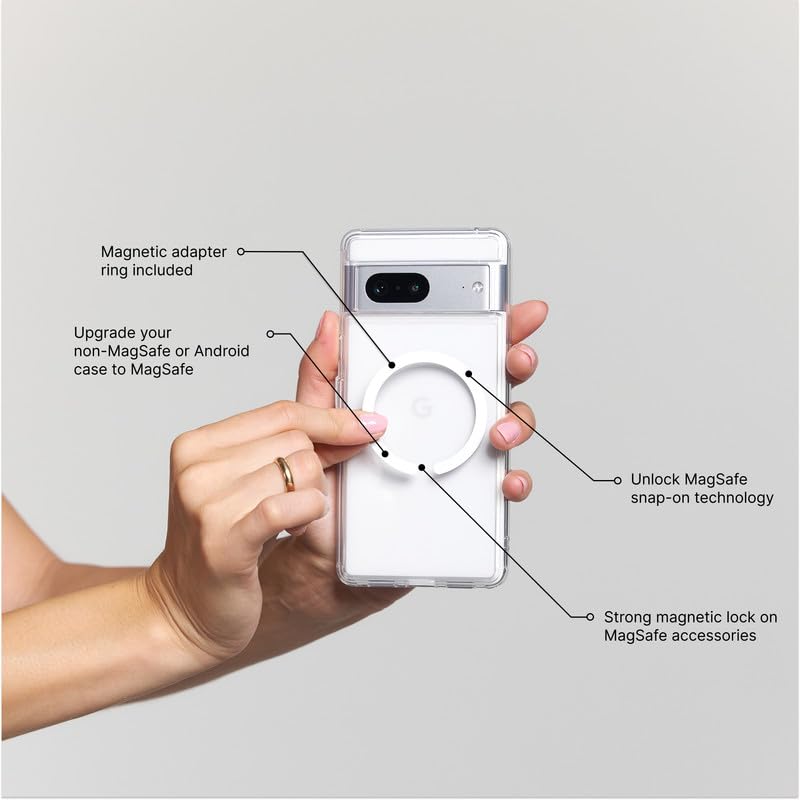 PopSockets - Anillo Adaptador para MagSafe®, Adaptador magnético para Android, Anillo magnético para teléfono, Color Blanco