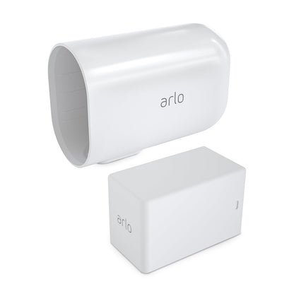 Arlo - Batería y Carcasa extendidas - Accesorio Certificado 2.5X duración de la batería, Funciona Pro 5S 2K, Pro 4, Pro 3, Floodlight, Ultra 2 y Ultra cámaras, Color Blanco -