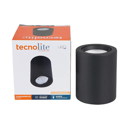 Tecnolite Lámpara Spot LED de Sobreponer Dirigible 10 W, Luz Suave Cálida, No atenuable, LED integrado