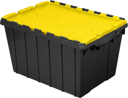 Akro-Mils KeepBox - Contenedor de almacenamiento de 12 galones, caja de almacenamiento de plástico apilable y anidable con tapa adjunta, bolsa transparente para garajes, armarios y mudanzas, 21-1/2 x