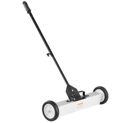 VEVOR Barredora magnética rodante de 50 libras con ruedas, barredora de recogida magnética tipo empuje, barredora de césped con recogida magnética grande de 24 pulgadas