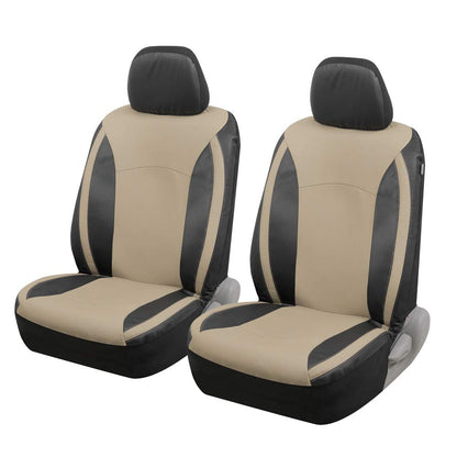 Motor Trend M424 Beige Synth Leather Snake Eyes Performance Seat Covers for Car Truck Van SUV