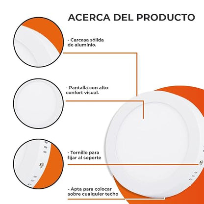 Tecnolite - Lámpara Plafón LED Techo 18 W, Luz Suave Cálida, Iluminación Interiores, No atenuable, LED integrado