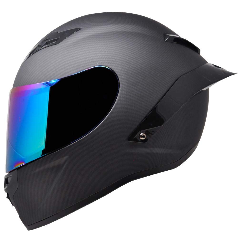 KOV KC1 Casco Integral de Moto Certificado Dot, Estilo Carbono Deportivo, Talla M