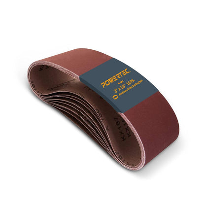 POWERTEC Correas de Lijado de Óxido de Aluminio para Lijadora de Banda, Paquete de 10 - AO, 40 Grits, 10PK