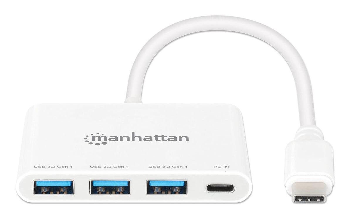 Manhattan 168434 - Hub USB-C 3.2 Gen 1 de 3 Puertos con Carga de 100 W