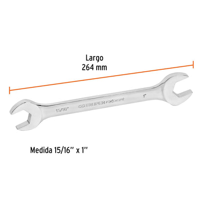 Truper Expert LL-3045, Llave española, estándar, 15/16" x 1"
