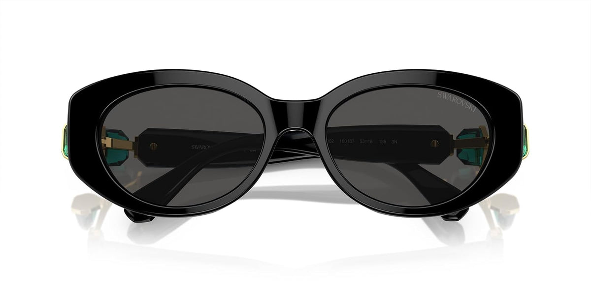 Swarovski 0SK6002 Gafas de Sol para Mujer, Forma Oval Color Negro