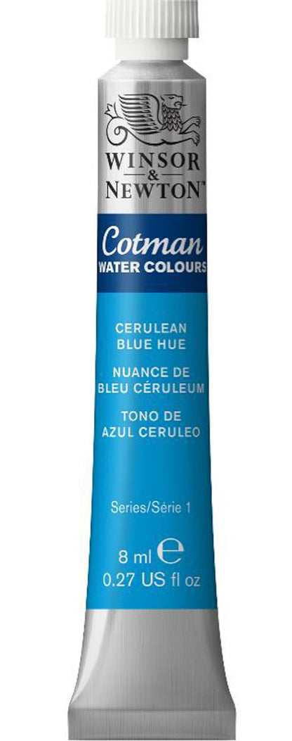 Winsor & Newton Acuarela Cotman en Tubo 8 ml, Varios Colores - Tubo de 7,7 g - Azul Ceruleo