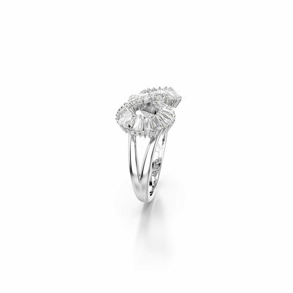 Swarovski Anillo de cóctel Hyperbola, Símbolo del infinito, Blanco, Baño de rodio