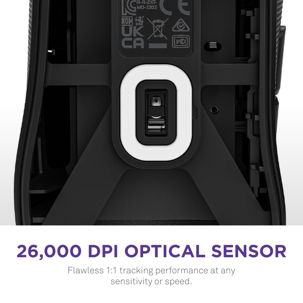 NZXT Lift 2 Ergo | Ratón para Juegos con Cable Ligero y ergonómico | Diseño Ligero de 61 g | Tasa de sondeo de 8K | Interruptores ópticos | Sensor óptico PPP de 26K | Pies de PTFE 100% | Negro