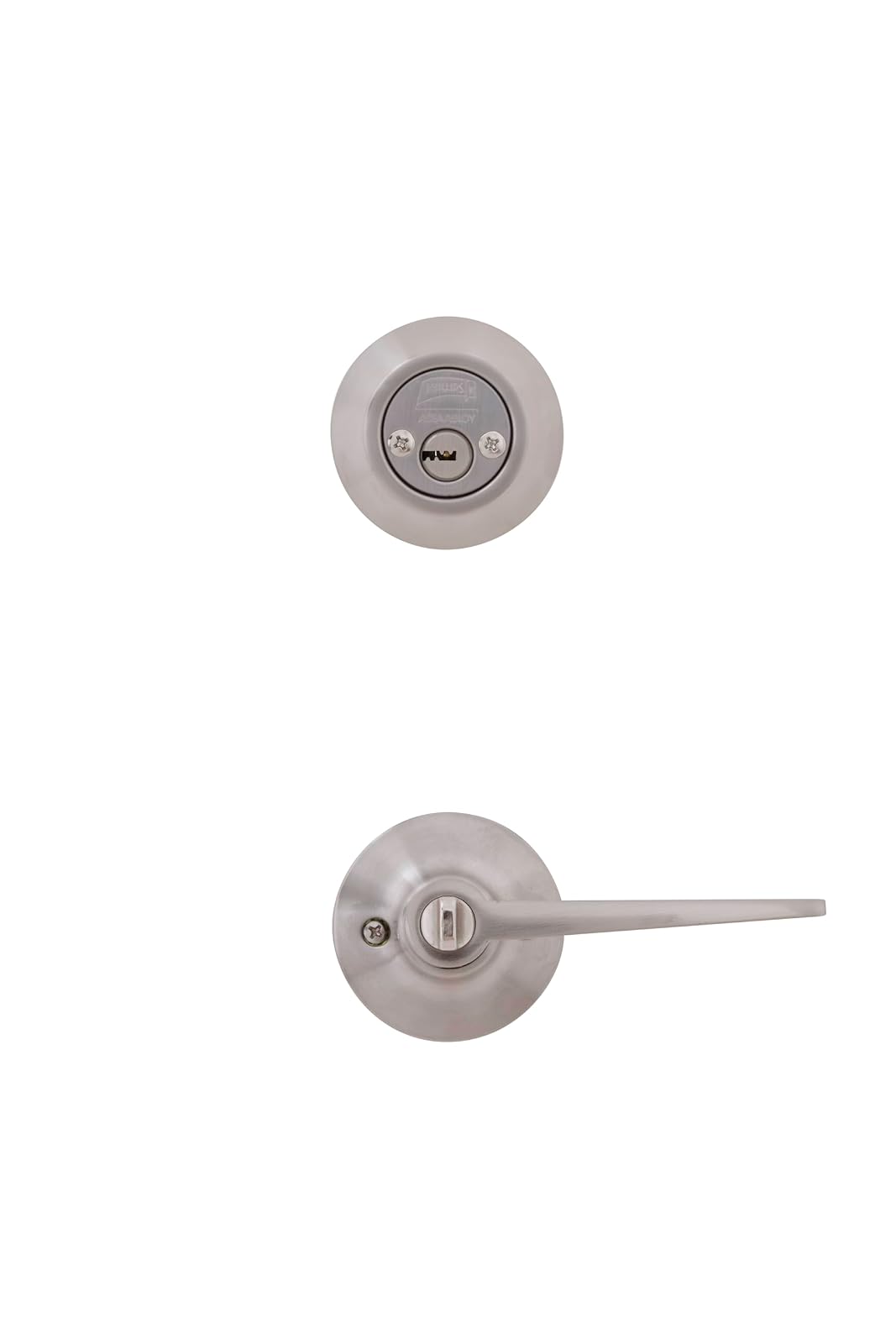 Phillips Combo Cerrojo/Manija Fresno Alta Seguridad Para Entrada LLave-Llave Plata