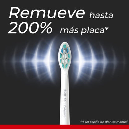 Philips Colgate Cepillo Dental Eléctrico SonicPro 10 con 4 Repuestos | Remueve 200% Más Placa, 31.000 Movimientos por Minuto, Cuidado Suave y Efectivo, 1 Modo de Cepillado: Clean