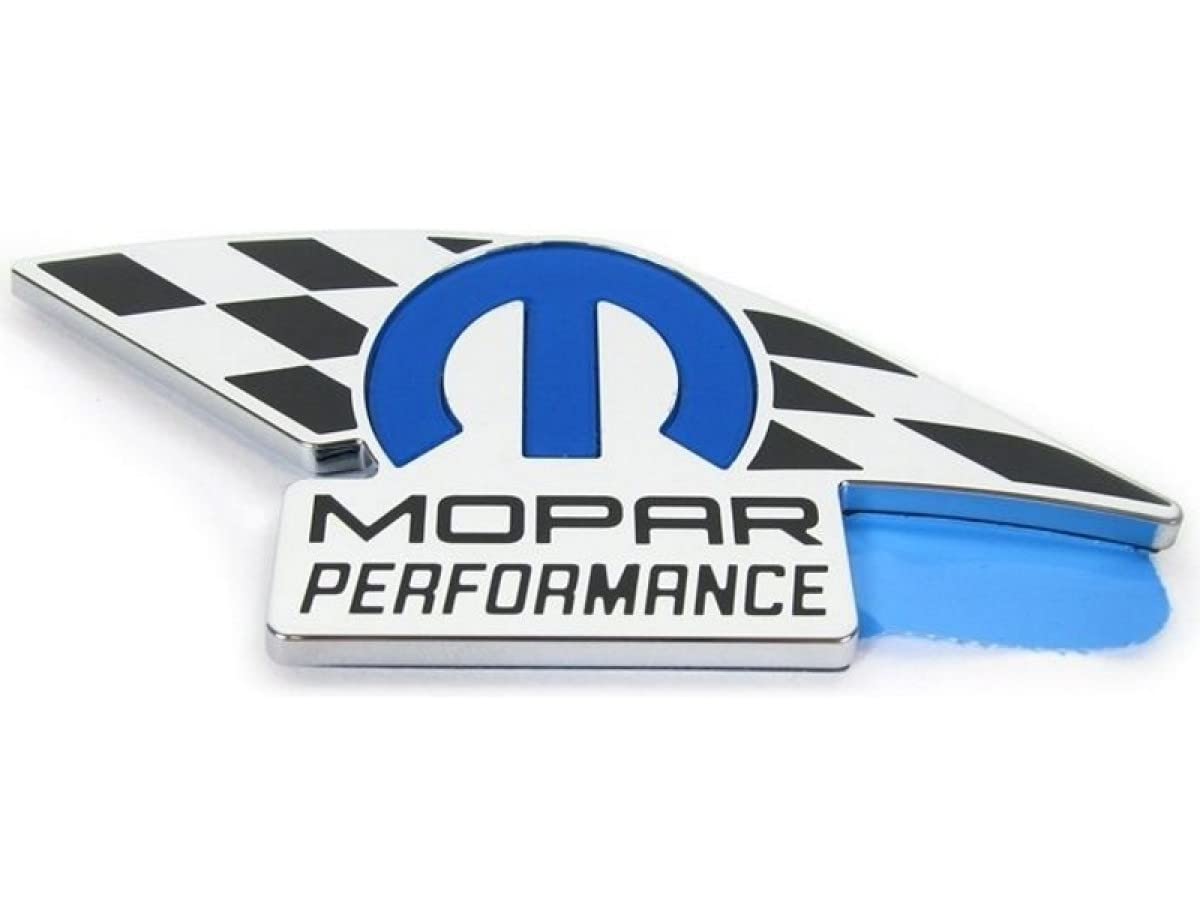 Chrysler Dodge 82214234 Emblema Cromado "Mopar Performance" de ABS rígido, con inserto acrílico "M" de Mopar.