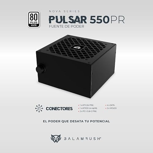 Balam Rush Pulsar Fuente de Poder 550PR ATX, 550W, 80 Plus White, No Modular, Nova Negro
