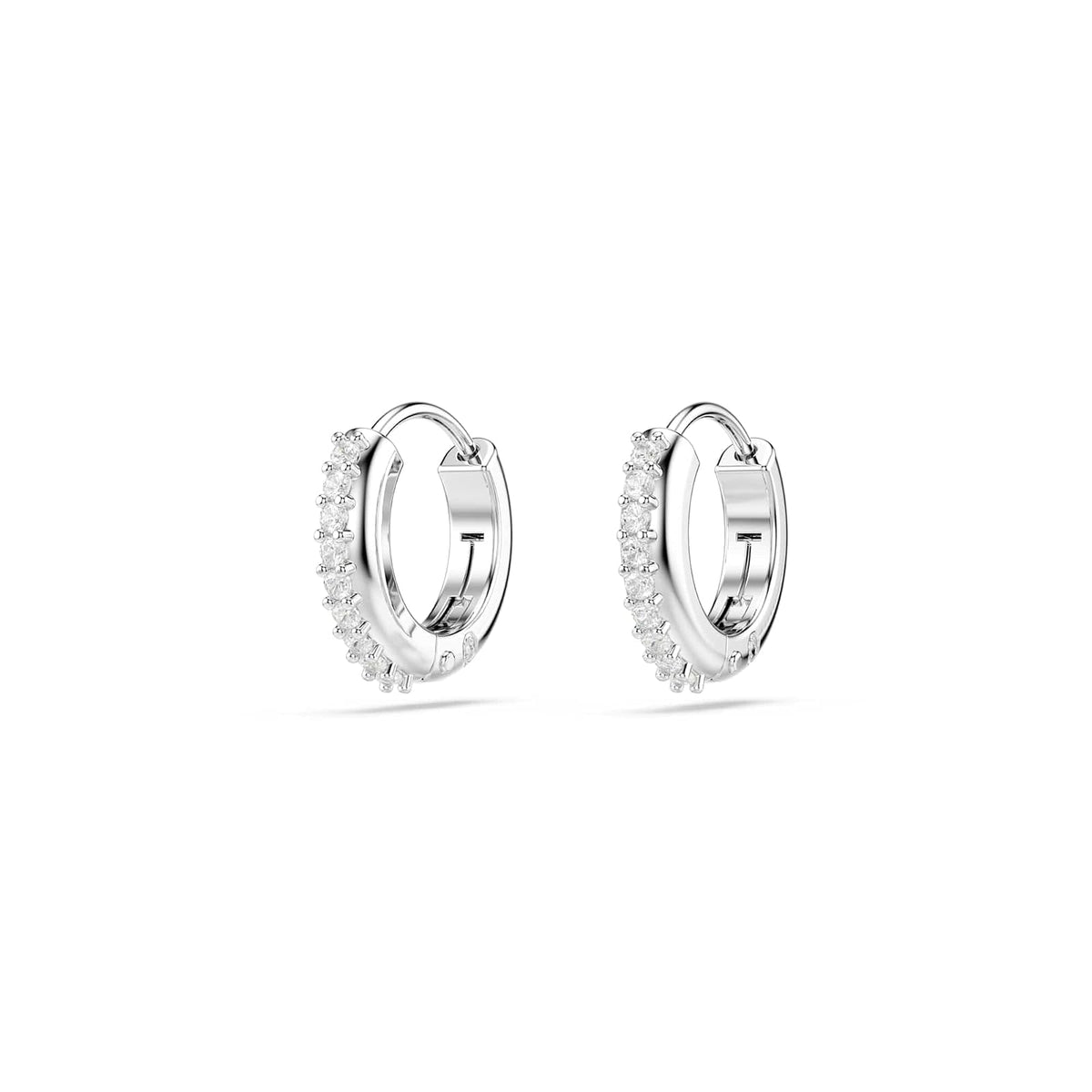 Swarovski Aretes de aro Matrix, Talla redonda, Blancos, Baño de rodio