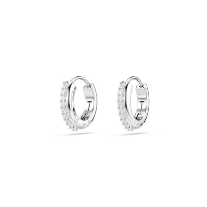 Swarovski Aretes de aro Matrix, Talla redonda, Blancos, Baño de rodio