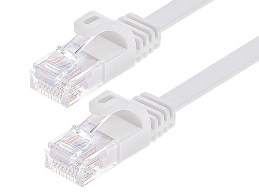 Monoprice Cat6 Ethernet Patch Cable - 7 Feet - White | Snagless RJ45, Flat, 550MHz, UTP, Pure Bare Copper Wire, 30AWG, For Network Internet Modem Router Xbox PS3 Cord - Flexboot Series