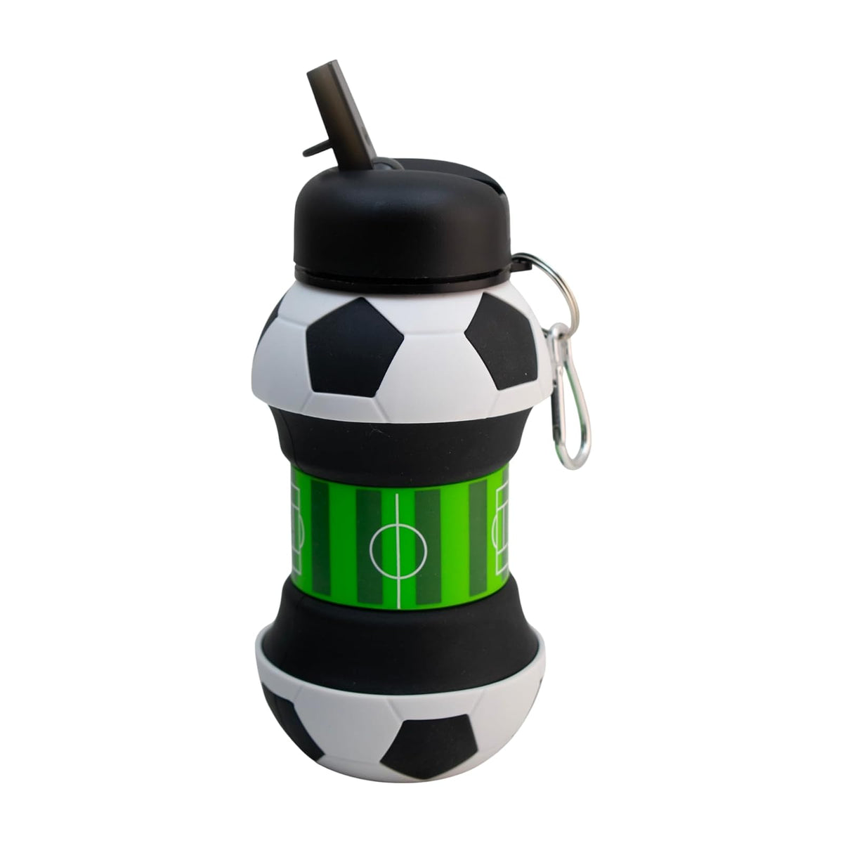 Top Choice - Botella de Agua Plegable en Forma de Pelota de soccer, 550 ml, Botella Deportiva de Silicón Libre de BPA, Reutilizable y Expandible para Niños, Escolar y Deportes